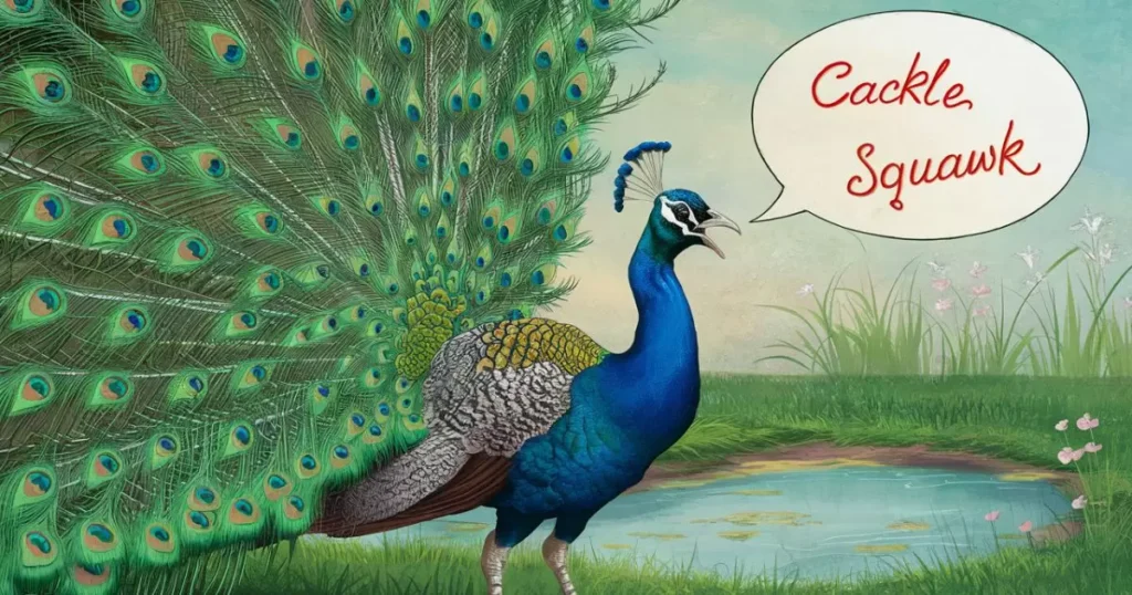 What sounds do peacocks make?